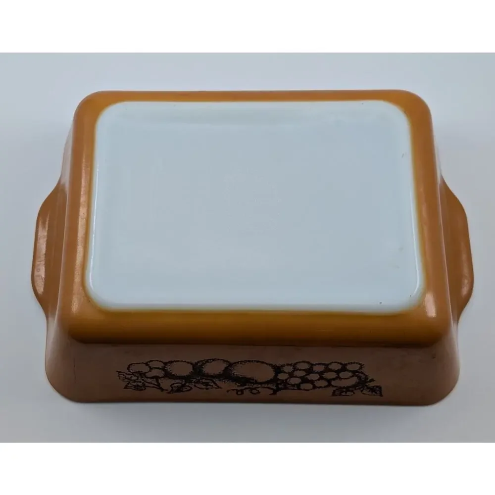 VTG Pyrex #503 “OLD ORCHARD” 1.5 QT Refrigerator Casserole Dish RIBBED LID